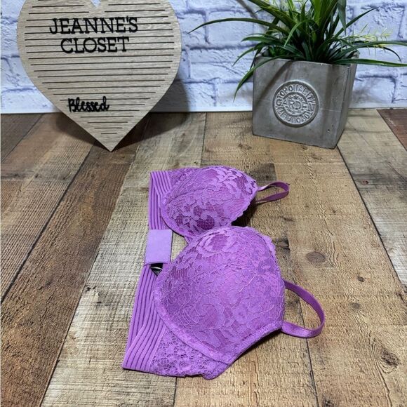 Victoria's Secret Very Sexy Push Up Pigeonnant Bra  Purple Lace  38 C - Picture 12 of 12